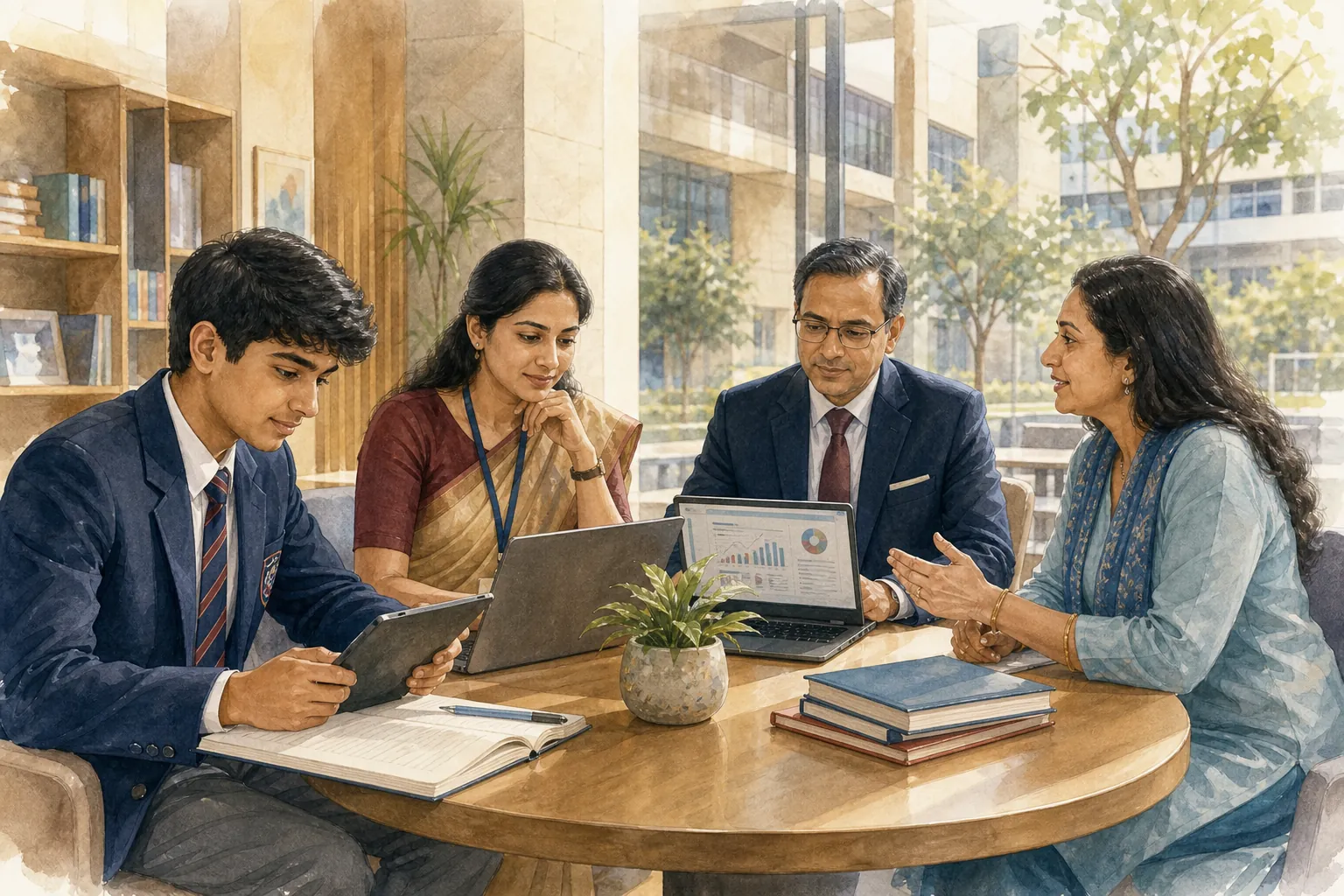 Students, teachers and parents in a connected school community